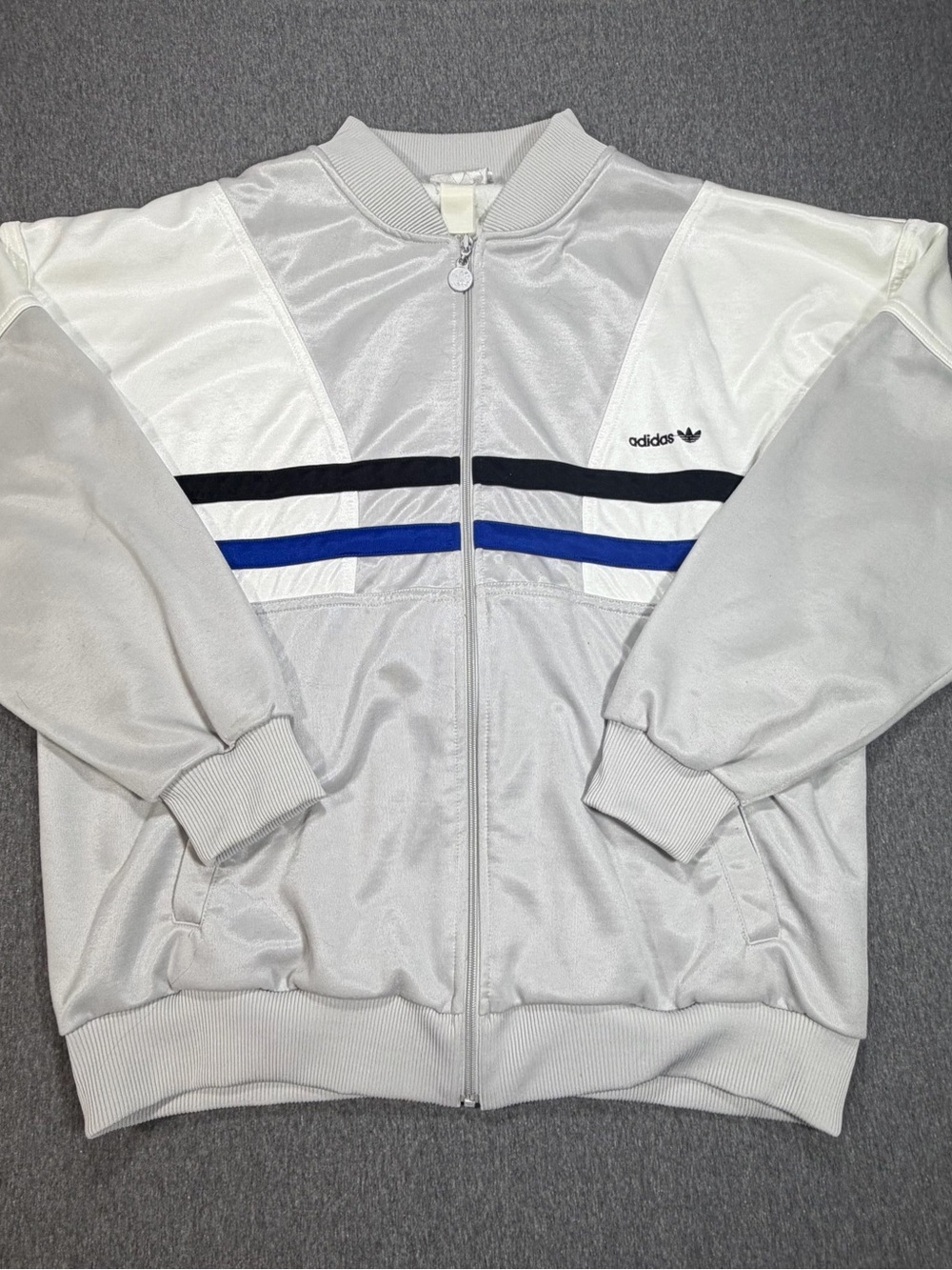 Vintage Adidas Spellout Trefoil Striped Track Jacket Full Zip Large 90s